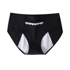 天使網購 純棉生理褲 防漏暖宮經期內褲 女內褲, 黑色,L