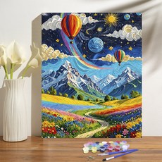 DIY명화그리기 40x50cm 핑크 튤립 수채화 세트, H033-삽화, 1개