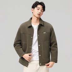 戶外山系男士翻領保暖毛外套 - 短款羽絨服