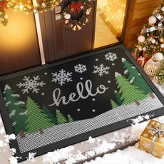 DEXI 1개 현관매트 바닥 출입구 발판 매트 웰컴 현관 미끄럼방지 현관 발매트 패턴 베란다 신발장 크리스마스 테마 눈사람 크리스마스 트리, C
