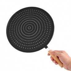 실리콘 프라이팬 덮개 튀김기름차단 펀칭 통기구 우드핸들, 31.5cm, 1개