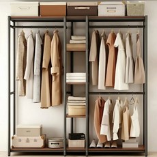 라온프리 철제 드레스룸 모던 시스템행거, 월넛