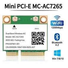 WIFI 5 200MBPS BLUETOOTH 4.2 하프 미니 PCI E 카드 MC AC7265 WIRELESS802. AC 2.4G 5GHZ 노트북 WIN 7, WiFi 5 MC-AC7265, 1개