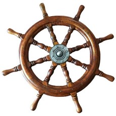방향키 원목 조타기 보트 선박 장식품 핸들 소품, B. 65CM단일방향타, 3박스
