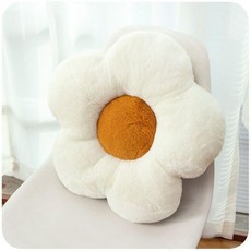 毛絨絨花朵坐墊 軟綿綿椅墊, 花朵白色,30cm 軟綿綿坐墊