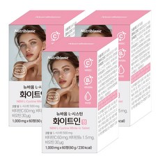 뉴트리바이옴 뉴바옴 L-시스틴 화이트인 정 비타민C 비타민B6 비오틴 영양제, 3개, 60정