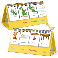 Auchq 아동용 문장 빌딩 플립 차트 유치원 초등학교 특수 교실 필수 언어 자폐증 학습 자료 홈스쿨을 위한 필수 용품, 1개