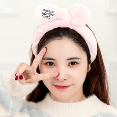 극세사 리본 세안밴드 헤어밴드 헤어 밴드 세안 포장 클렌징 메이크업 얼굴 스킨 케어, 블랙1개