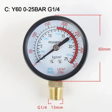 호환 Y60 0-1.6Mpa 0-230PSI 컴프레서 압력 게이지 펌프 부품용 풀 필터 수압 미터, 02 C