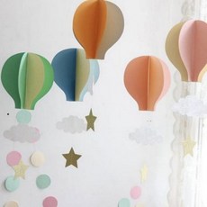 열기구 모빌 종이 장식, 레드00265WT, 레드 00265WT