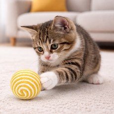 큐트스마트 고양이 사이잘 볼, 옐로, 1개