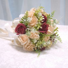 精選好物 新娘手捧花結婚領證登記拍照道具仿真香皂花婚紗照捧花韓係小把束, 105香皂花手捧花 酒紅, 1個