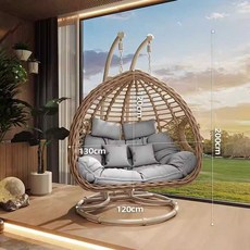 둥지 의자 리조트 그네 벤치 바구니 요람 체어 정원, 2인용 내추럴우드