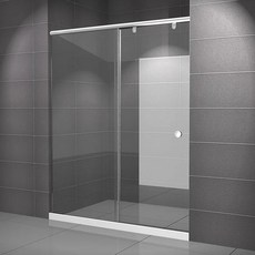 【海夫健康生活館】ITAI一太 皇冠5048 鋁合金淋浴拉門 單開型 固定面 強化玻璃8mm, 1個, 高200/寬150cm以內,白金色