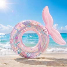 美人魚尾泳圈 升級強韌PVC 不變形防漏氣, 1個, 粉色, 70#