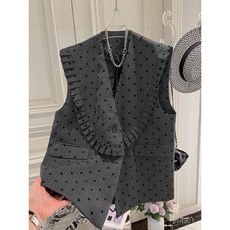 【馬甲外套】胖特大碼300斤春秋可甜可鹹輕法式減齡圓點馬甲外套女