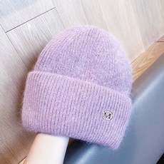 투니스 단색 레터링 보온 비니