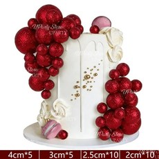 반짝이 골드 공 케이크 색 스팽글 생일 샤워 웨딩 장식, 1개, 1. Red