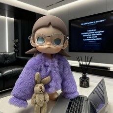 팝마트 지거 Zsiga 인형옷 1/8 BJD 액션 피규어 인형 20cm 인형의상 모피코트 안경 토끼인형 노트북 세트