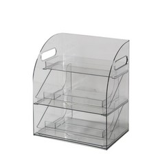多功能收納盒 化妝品文具桌面整理箱, 1個, 透明-三層收納
