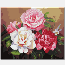 모모픽스페인팅 DIY 명화 그리기 세트 40 x 50 cm, 모란꽃 네송이, 1개
