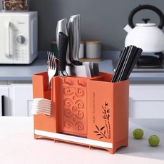 壁掛筷子筒 廚房置物架, 1個, 第二代升級款,筷子籠加厚可掛可擺 橘色