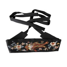 고전 한비욱 의상 넓은 벨트 자수 꽃무늬 부드러운 원단 디자인