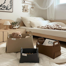 리뗀클로르 펠트바구니 수납바구니 패브릭 장난감바구니 기저귀보관함 M, 레드