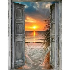 풍경화 그리기 DIY 키트 성인용 캔버스 숫자 페인트 도시 유화 홈 인테리어 액자 벽장식, 995834 40x50cm 프레임 없음