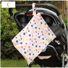 嘟來嘟玩 推車防水收納袋 尿布濕巾袋 30x40公分 多功能掛袋, C粉圓點, 1個, C粉圓點