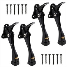 4pcs 킥 다운 도어 스토퍼 4 인치 원 터치 조절 가능한 높이 도어 정지 문 하단 도어 스토퍼, 검은색
