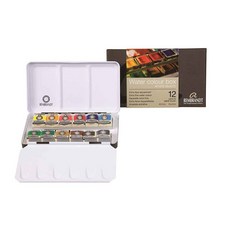 Rembrandt 林布蘭 塊狀水彩 12色 鐵盒裝 專家級顏料, (造粒顏色)