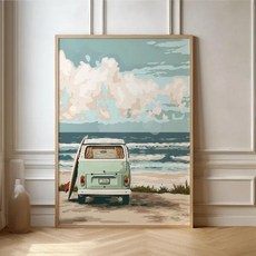 밴 캠핑 모험 포스터 여행 자연 풍경 캔버스 회화 레트로 벽 예술 거실 홈 장식, B. 7