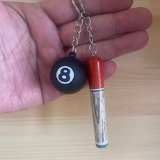 迷你手工撞球桿鑰匙圈 高檔巧克夾 撞球桿鑰匙鏈 精巧工藝 撞球用品, 1個, 7.5厘米迷你款臺球桿贈送黑八