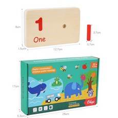 兒童蒙氏感統數字配對板玩具 早教數學學習棒 顏色認知配對板 益智插棍玩具 蒙特梭利, 1個, 紙盒破損（已折扣、內容物正常）可自用