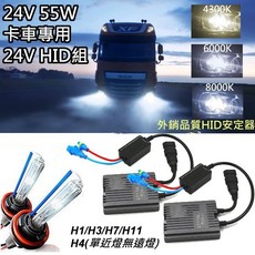 大卡車 大貨車 聯結車 遊覽車 砂石車 HID 55W 24V用 各K數規格皆有 增亮款, 8000K(冷白光),H3, 1個