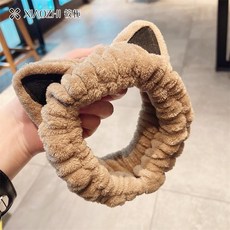 超值 洗臉束髮帶毛絨頭箍加厚化妝法蘭絨卡通 副廠商品, 1個, 奶咖