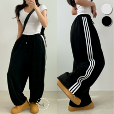 핏몬 여성 밴딩 삼선 와이드 팬츠 조거 트레이닝 바지