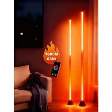 BWGZH 코너 플로어 램프 2팩 스마트 RGB LED 코너 램프 음악 동기화 및 1 600만 가지 DIY 색상 앱 및 리모컨 침실 거실 및 게임룸용 색상 변경 스탠딩