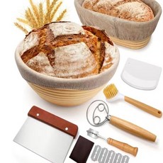 ASTERCOOK 爆酵歐式藤條麪包烘焙工具套裝 麪包發酵烘焙用品, 1個, 12