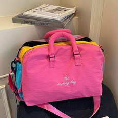 xi peng bag 大容量撞色運動健身旅行包, 粉色【可套拉桿箱】, 1個