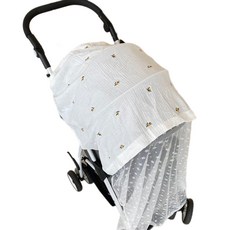 黑櫻桃嬰兒車網罩, 刺繡橄欖色, 1個