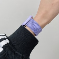 우먼스9999 애플워치 호환가능 7 SE 6 3 2 브레이드 솔로루프 스트랩 38 40 41 42 44 45 mm 호환가능, 연보라, 42/44/45mm (L)