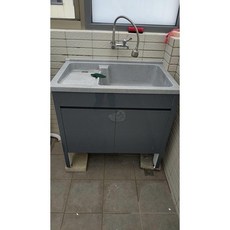 愛琴海廚房 顏色訂做灰色 紅色 70CM人造石白色洗衣台陽洗台U-370 PVC防水 立柱型固定式洗衣板SGS檢驗合, 1個, 白,鋁腳款 櫃身+門板顏色