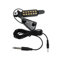 기타픽업 12홀 어쿠스틱 기타 사운드 홀 픽업 자기 변환기 톤 볼륨 컨트롤러 포함 오디오 케이블, Gold, 1개