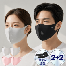 트렌듀어 자외선차단 쿨 마스크 얼굴 햇빛가리개 스포츠 골프마스크, 1세트, 핑크+연그레이