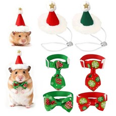 PETKNOWS 크리스마스 기니피그 모자와 스카프 코스튬 모자 및 타이 햄스터 도마뱀 앵무새 기타 유사한 소형 애완동물 의상에 적합 166327, PETKNOWS 크리스마스 기니피그 모자와 스카프, 코