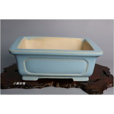 【小樹安每】中國宜興水藍釉額面長方鉢 - 19cm盆缽, 1個