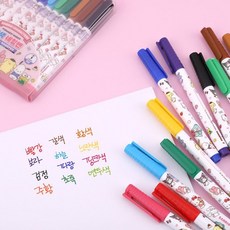 끌림데이 캐릭터 12색 네임펜세트 컬러펜 유성사인펜