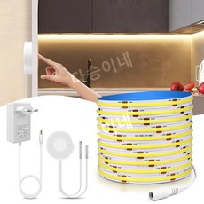 10M 터치 조광기 및 핸드 스윕 유도 스위치 COB LED 스트립 조명 24V 320LED/M LED 테이프 램프 침실 주방 조명 리본, 자연 화이트, EU Plug, 2m, 1개